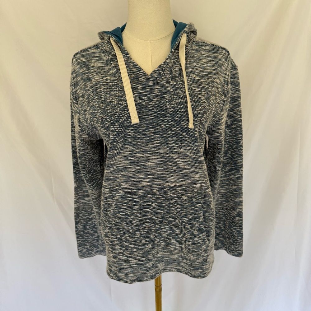 Hang Ten California Classic Blue Marled Knit Pullover Hoodie Medium